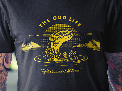 The Odd Life band bass fish fishing lockup old school retro south dakota sunset tshirt water