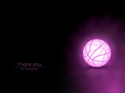 Dribbble thank you ball debut dribbble first shot glow invitation neon pink sphere thank you thanks volkovadesign