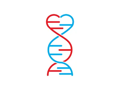 DNA + Heart branding design dna heart logo love science