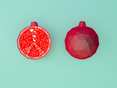 Pomegranate 3d modeling c4d lowpoly pomegranate