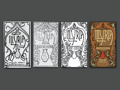 Illyria - The Process alphonse mucha art art nouveau business business card drawing hand lettered handlettered illustration pottery process step by step