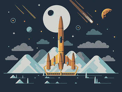 Explorers Club: Europa dan kuhlken dkng mountain mountains nathan goldman planet rocket rocketeer space stars sun vector