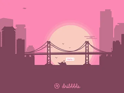 Hello Dribbble city dribbble hello shadow