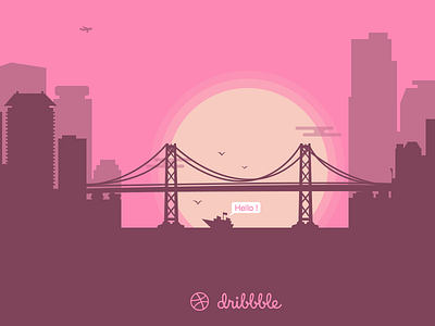 Hello Dribbble city dribbble hello shadow
