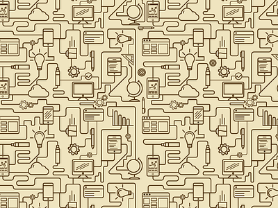 Tech - Pattern ai brown bulb colours development icons illustration pattern technology