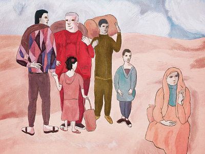 Family of Syrians borders paint picasso refugees remake syrian war welcome