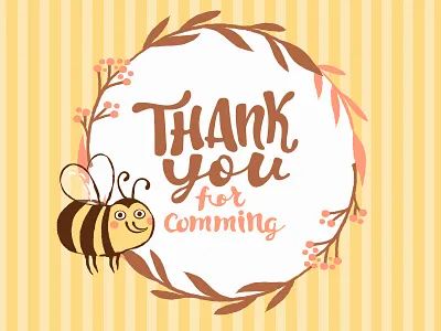 Thank You Tag and Mr. Bumblebee animals birthday cartoon character illustration invitation invite kids lettering tag template