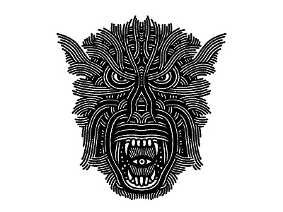 angry monkey - (for) print animal beast design graphic illustration linework monkey print screen printing