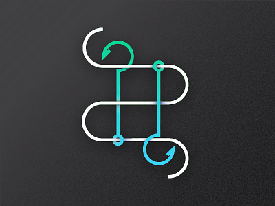 36 days of type - H 36days 36daysoftype blue flat gradient green h hook letter lettering water white