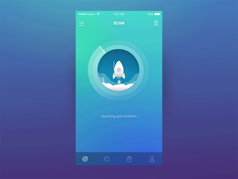Location Scanner animation app interaction ios list mobile motion rocket scan ui ux vietnam