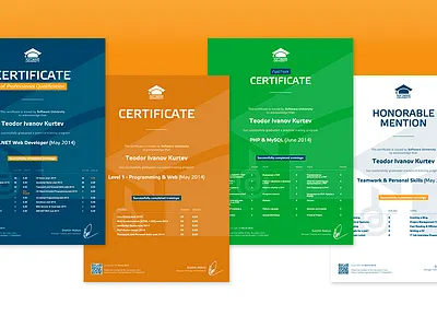 Certificates for Software University certificate diploma education pre press print softuni university