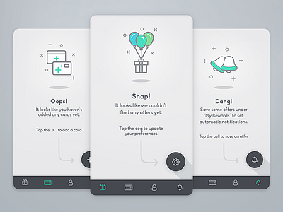 Error Screens app card error error message flat ui floating button icon notifications offer snap