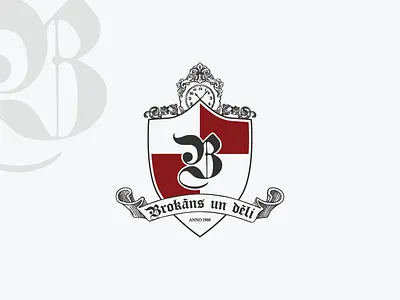 Brokāns un dēli - watch/clock service logo b branding clock design graphic identity illustration logo shield watch