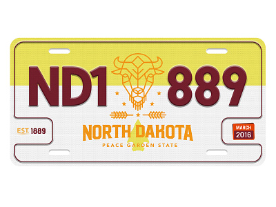 North Dakota agriculture arrowhead bison buffalo license plate north dakota stamped wheat