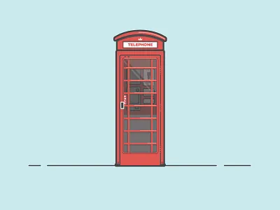 Superman's closet 2d flat flat design illustration line art london minimal phone booth red superman telephone vector