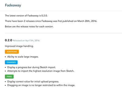 Releases api application dribbble fadeaway notes release version