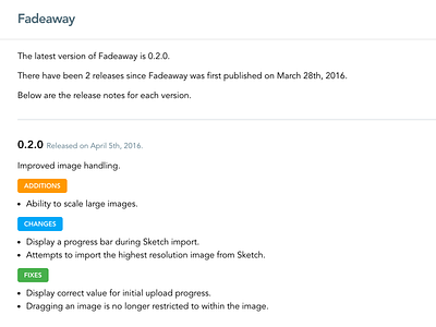 Releases api application dribbble fadeaway notes release version