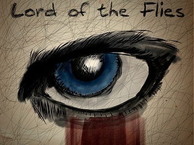 Lord of the flies art blood book cover digital eye flies illustration lord painting poster