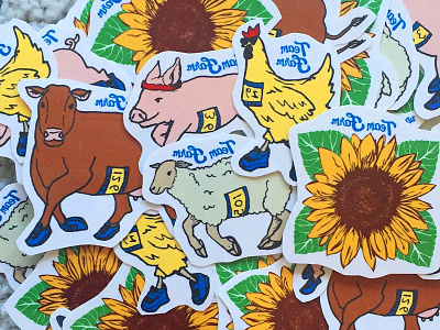 Team Farm temporary tats animals farm graphic design illustration organic sunflower tattoo