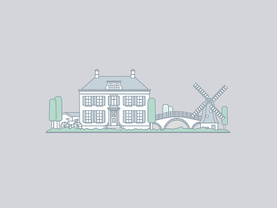 Holland landscape amsterdam bike bridge green holland house illustration tree utrecht windmill