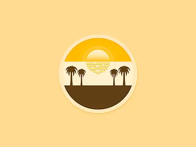 Sunset badge illustration material design strokes sun sunset