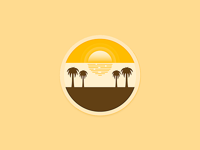 Sunset badge illustration material design strokes sun sunset