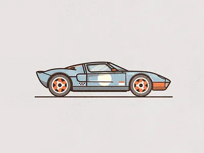 GT Gulf car flat colour ford gt gulf illustration line racing texture