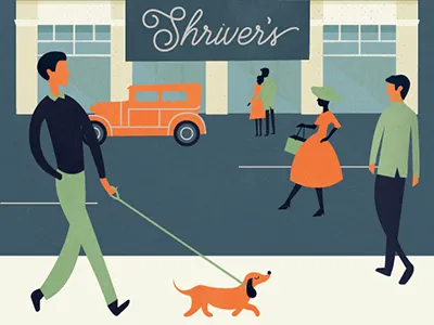 Shriver's Department Store city department store downtown midcentury midcentury modern old car people retro shopping vintage