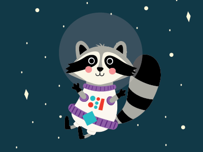 Space Raccoon animal astronaut cute illustration raccoon space