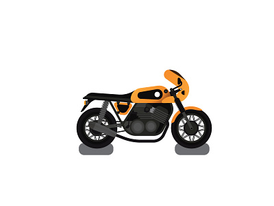 caferacer blue caferacer cartoon illustration motor motorcycle motorsport old orange ride transportation vintage