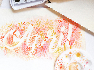 April Watercolor april floral patterns type typography vines watercolor