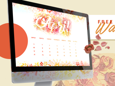 April Watercolor Calendar april calendar collage digital collage floral patterns type typography vines wallpaper watercolor