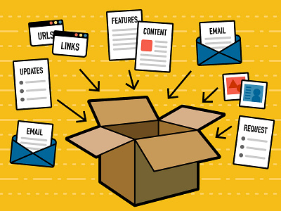 Client Deliverables box cardboard envelope icons illustration images paper web wireframe
