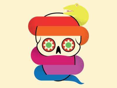 Snake and Skull candy colourful dan stiles homage simple skull snake