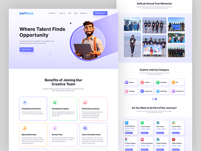 Career and Job Landing Page agency clean employment freelancer hiring job job career job fine job listing job portal job seeker landingpage marketplace platform remote saas ui design web website work