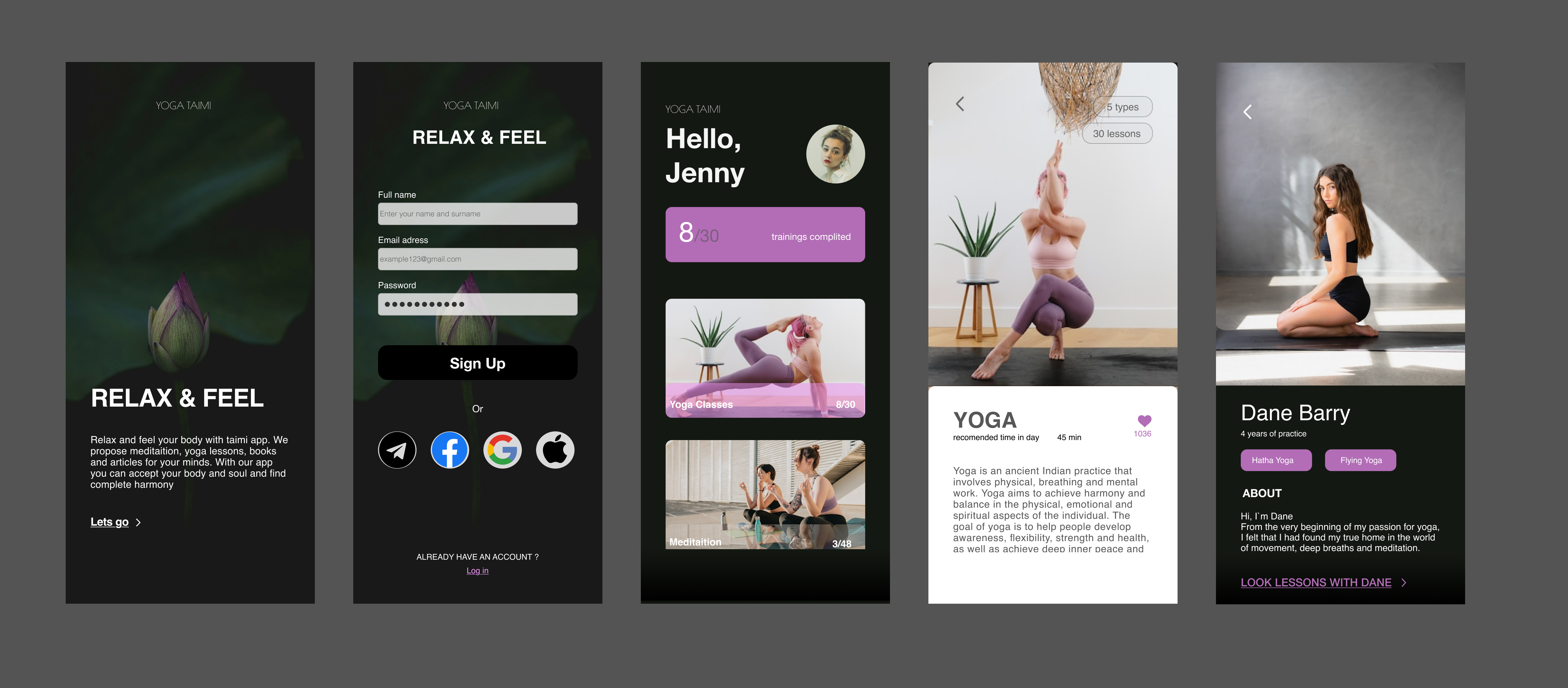 Yoga Taimi Mobile App design development mobileapp ui ux web web design
