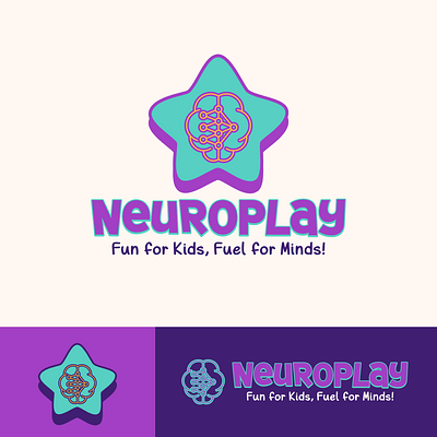 Neuroplay Logo brain colorful creative cute development education friendly fun growth kids learning logo minimal modern play playful simple vector