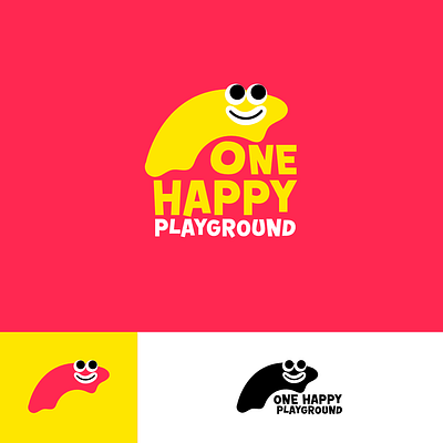 One Happy Playground Logo abstract character child childhood colorful cute friendly fun games happy joy joyful kids logo minimal play playful playground simple vector