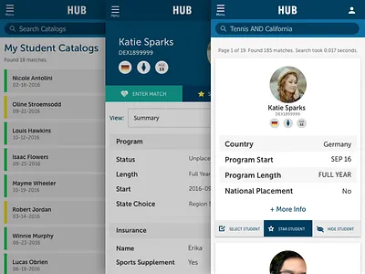 Hub Mobile hub matching mobile responsive student website