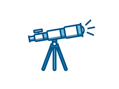 Telescope blue flat galaxy icon illustration line minimal sight space stars telescope vector