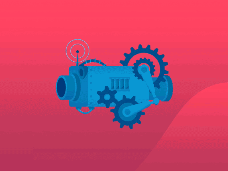 The Machine 2d animation animation app design gears gif graphics machine pink rage against the machine rube goldberg machine vector