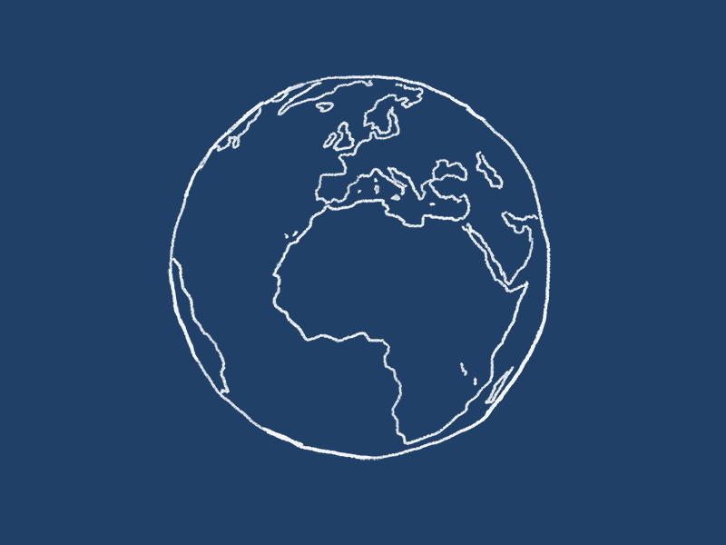 Line Art Spinning Globe animation hand drawn line art