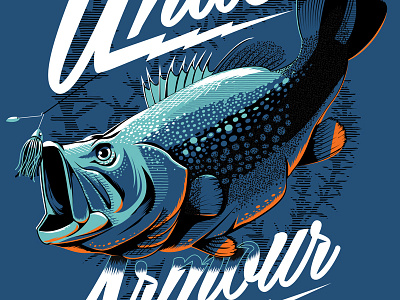 Seabass bass blue fish illustration logo ocean sea type underwater water