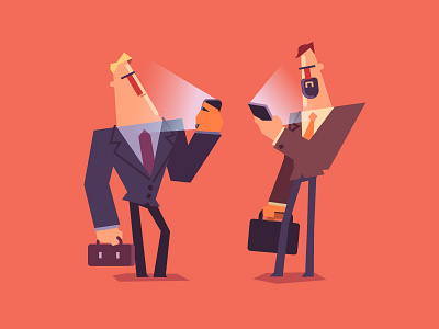 Businessmen business businessman characters illustration smartphone web