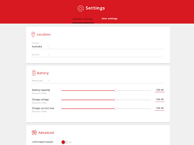 Settings button dashboard drop down material design module settings slider