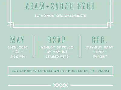 Baby Shower Invite baby shower border design details green invitation invite layout mint type typography white