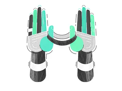 H is in the work Humblebumble. 2d bound design dual hands illustration texture vector