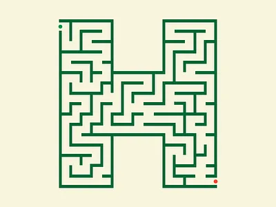 H h letter lines maze pattern typography
