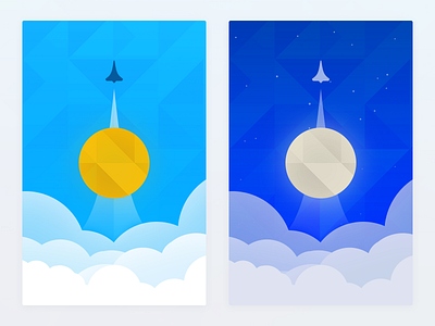 Rocketships clouds day moon nasa night pattern rockets rocketship sky smoke sun triangles