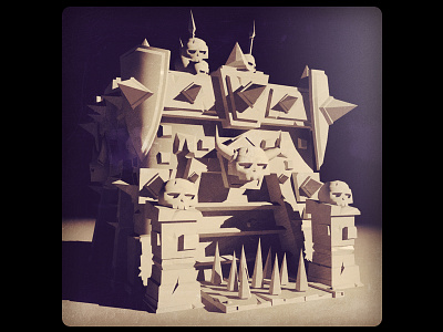 castle level04 3d background castle lighting modelling sepia